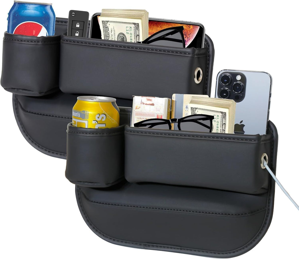 Anti-Drop Car Seat Gap Filler Organizer, Premium Leather Console Organizer, Easy Access to Phone/Keys, Universal Fit for Car SUV Truck Multi-Purpose Essentials Organizer(2PC)