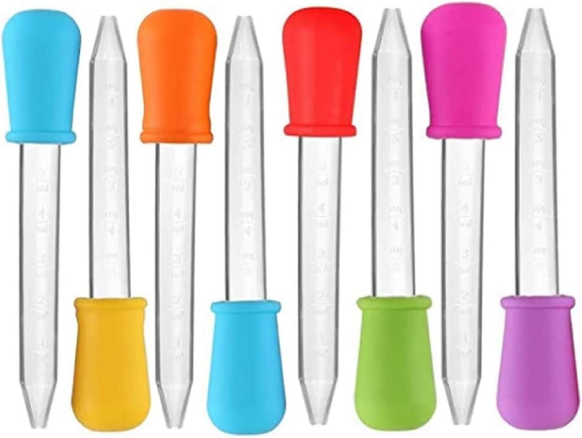 5ml Liquid Droppers Clear Medicine Silicone and Plastic Pipettes Eye Dropper with Bulb Tip for Kids Candy Molds (8 Pack)