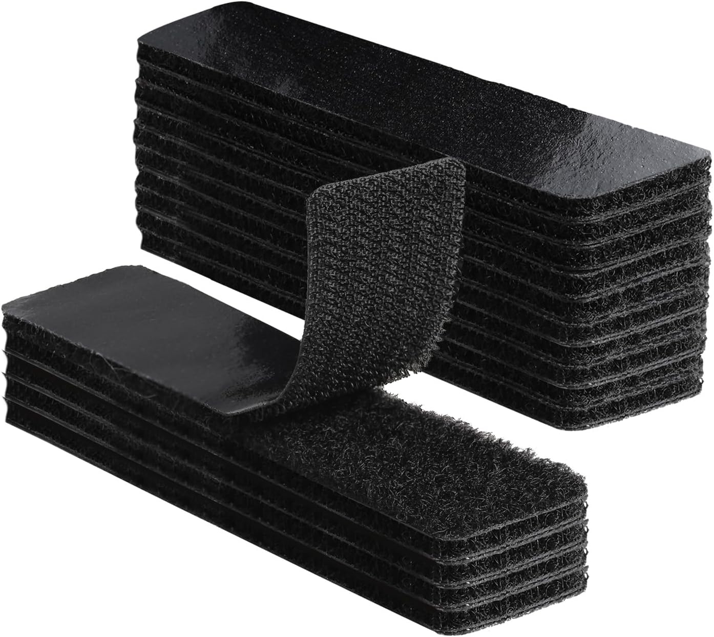 20 Sets 1x4 Inch Hook and Loop Fastener Strips with Adhesive Heavy Duty Double Sided Sticky Picture Hanging Wall Mounting Tape for Home and Office Use, Black