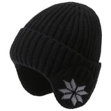 Winter Thick Fleece Lined Ear Protection Hat - Thermal Knit Beanie for Men Women - Warm Skull Cap for Cycling Outdoor Running - Black