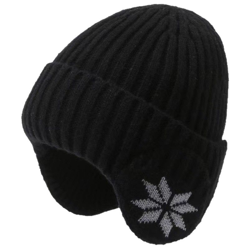 Winter Thick Fleece Lined Ear Protection Hat - Thermal Knit Beanie for Men Women - Warm Skull Cap for Cycling Outdoor Running - Black