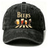 Washed Distressed Beer Print Baseball Cap - Vintage Cotton Adjustable Dad Hat for Men - Outdoor Sun Protection Casual Cap - Black