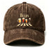 Washed Distressed Beer Print Baseball Cap - Vintage Cotton Adjustable Dad Hat for Men - Outdoor Sun Protection Casual Cap - Brown