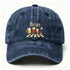 Washed Distressed Beer Print Baseball Cap - Vintage Cotton Adjustable Dad Hat for Men - Outdoor Sun Protection Casual Cap - Navy