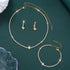 Bridal Zircon Jewelry Set 3-in-1 - Earrings Bracelet Necklace for Wedding Party - Crystal Shiny Bridal Jewelry Set for Women - Gold