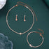 Bridal Zircon Jewelry Set 3-in-1 - Earrings Bracelet Necklace for Wedding Party - Crystal Shiny Bridal Jewelry Set for Women - Rose Gold