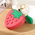 Fruit Coin Purse Keychain 3-Pack - Cute Leather Car Keychain Pendant for Women - Novelty Bag Charm for Keys Handbags Totes - Pink Strawberry (3-Pack)