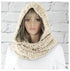Women Winter Hooded Knit Scarf - Warm Solid Color Cape Scarf Wrap with Hood - Soft Acrylic Winter Neck Warmer for Cold Weather - Beige