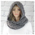 Women Winter Hooded Knit Scarf - Warm Solid Color Cape Scarf Wrap with Hood - Soft Acrylic Winter Neck Warmer for Cold Weather - Dark Gray