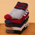 Wool Blend Terry Socks 5-Pack - Winter Thick Warm Mid Calf Crew Socks for Women - Two Stripe Pattern Cotton Socks - 5 Pairs
