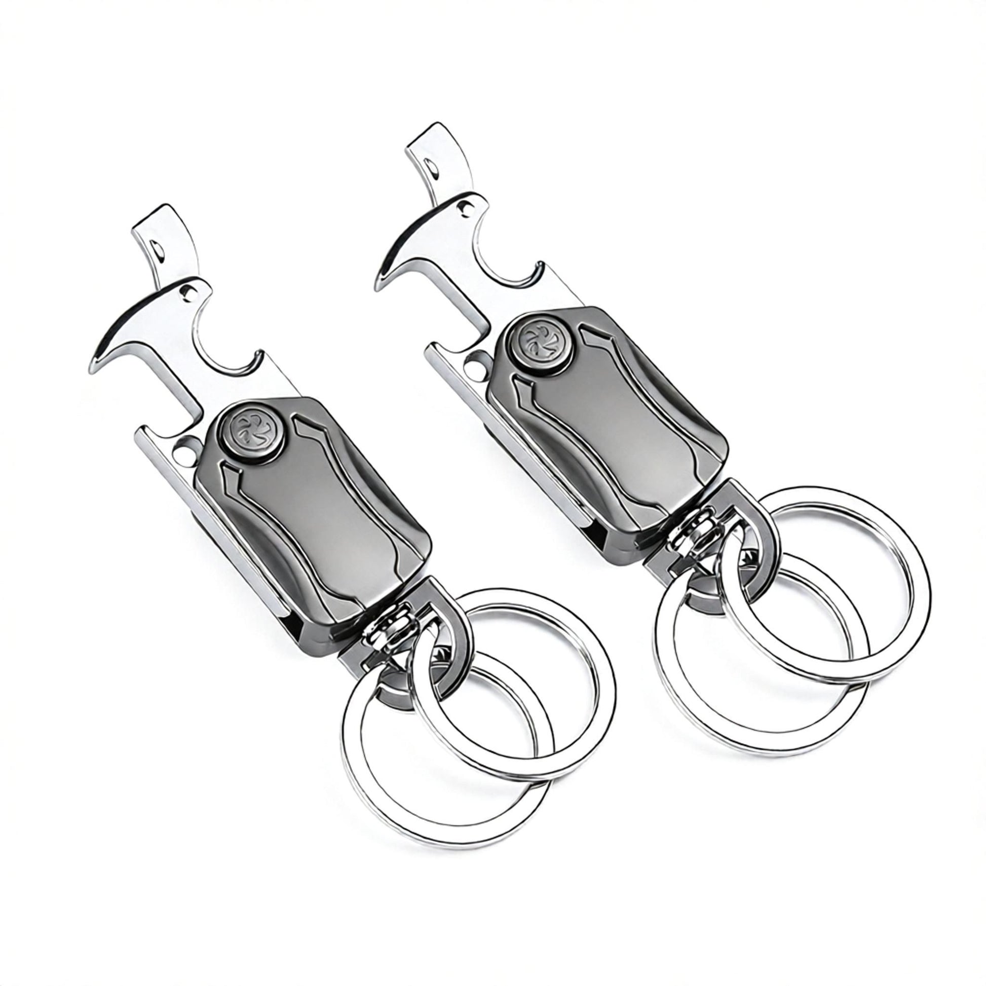Multi-Functional Keychain 2-Pack - Stainless Steel EDC Tool with Knife Bottle Opener Phone Stand Fidget Spinner - Pocket Carry Gadget Set