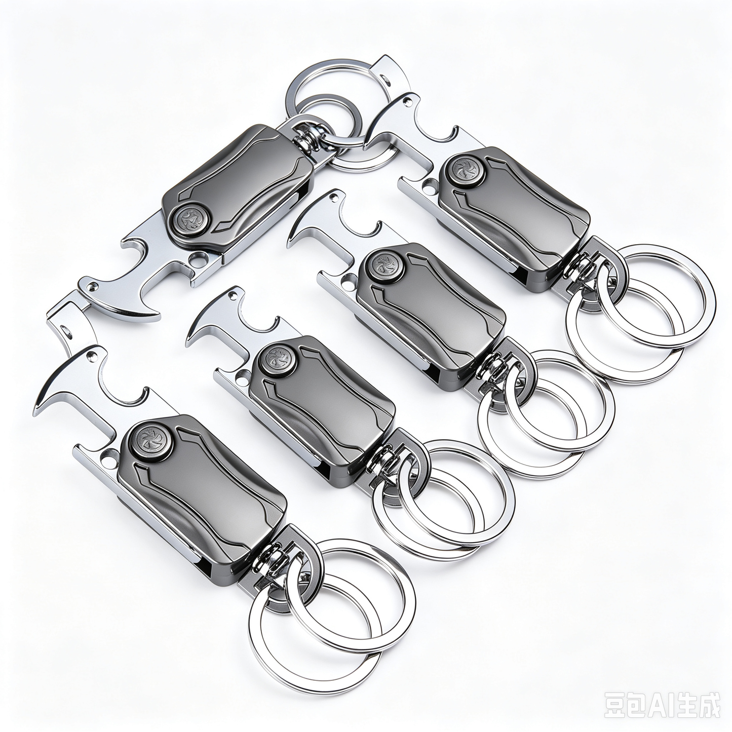 Multi-Functional Keychain 5-Pack - Stainless Steel EDC Tool with Knife Bottle Opener Phone Stand Fidget Spinner - Pocket Carry Gadget Set