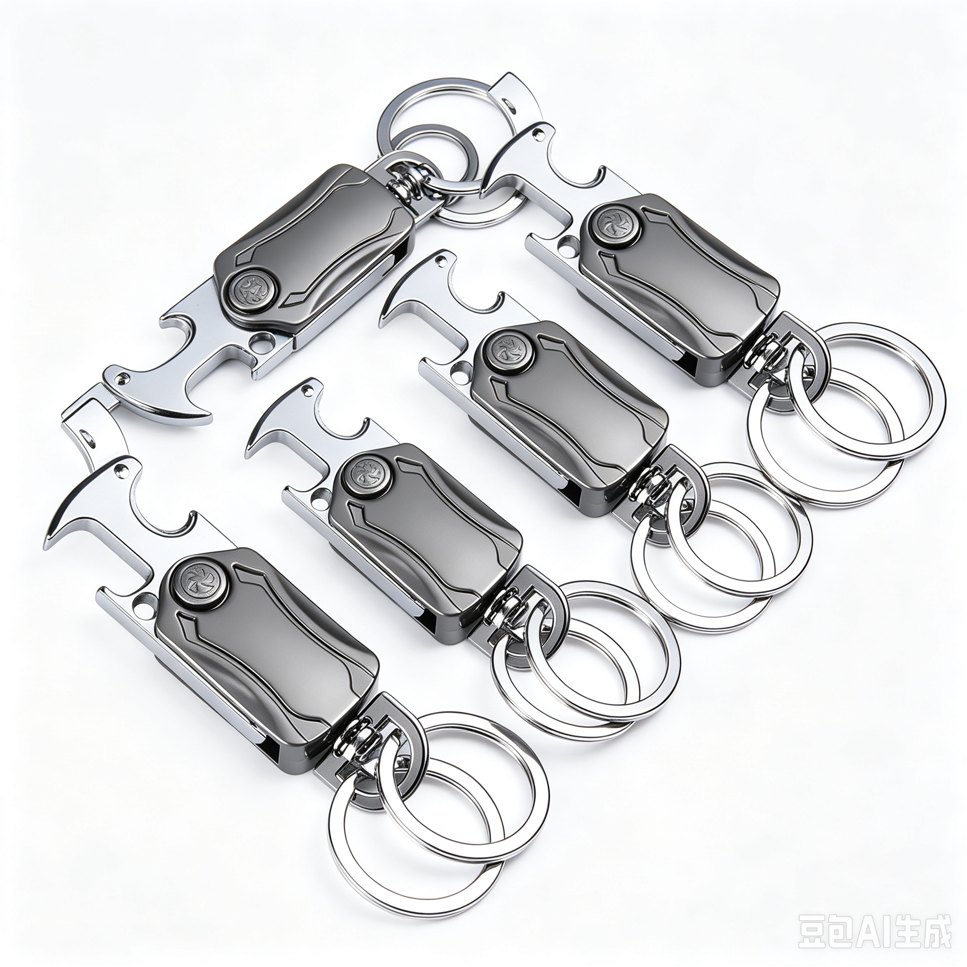 Multi-Functional Keychain 5-Pack - Stainless Steel EDC Tool with Knife Bottle Opener Phone Stand Fidget Spinner - Pocket Carry Gadget Set