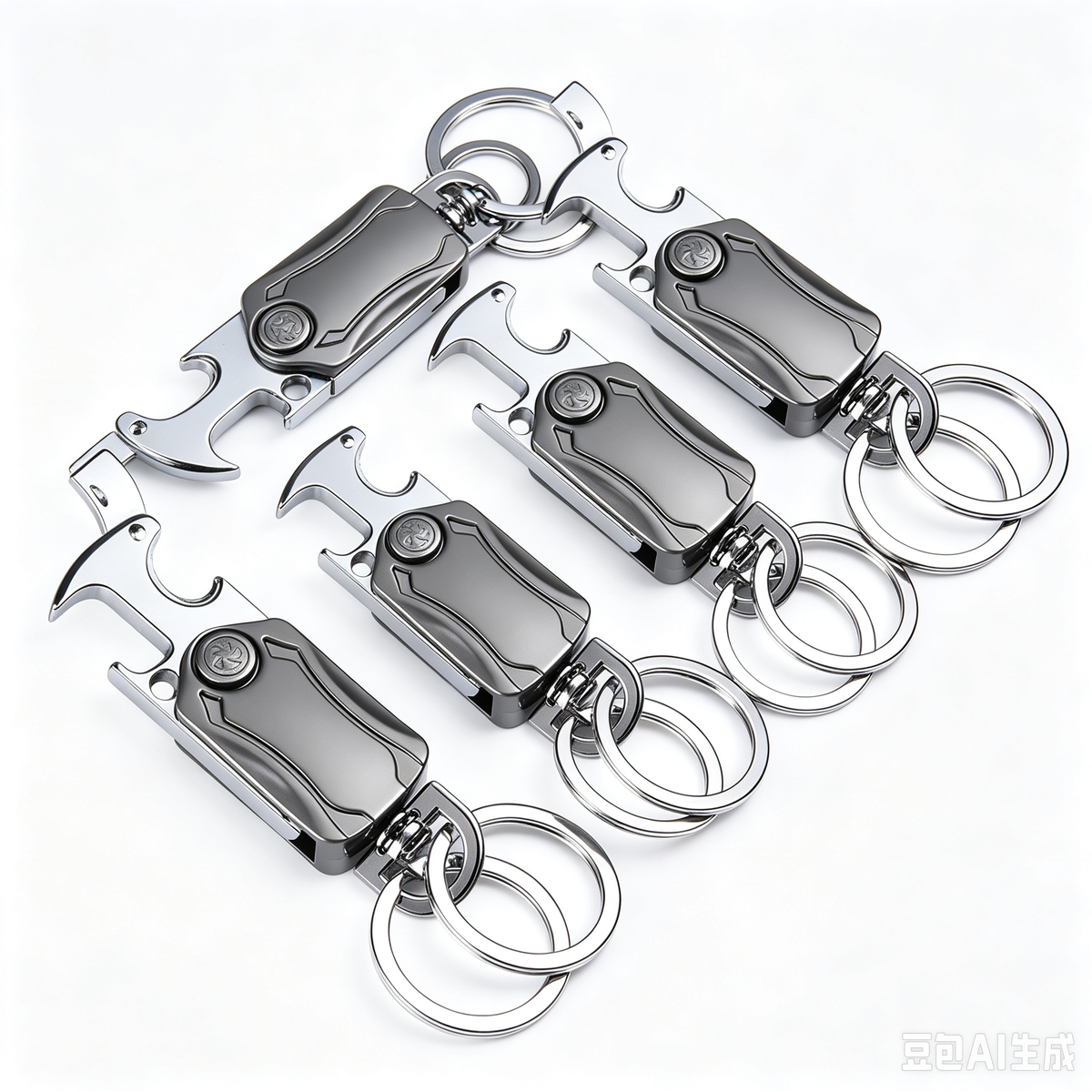 Multi-Functional Keychain 5-Pack - Stainless Steel EDC Tool with Knife Bottle Opener Phone Stand Fidget Spinner - Pocket Carry Gadget Set