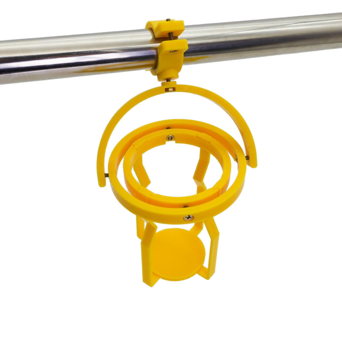 Gyroscopic Cup Holder - 3D Printed 360° Rotation Drink Holder with Clamp for Stroller, Bike, Desk, Outdoor - Yellow