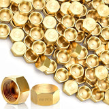 100 Pack Brass Compression Cap, Stop Value Caps, Drain Pipe Fittings for Hose Connector Nozzle Joints Outdoor Garden Water Air Line 
