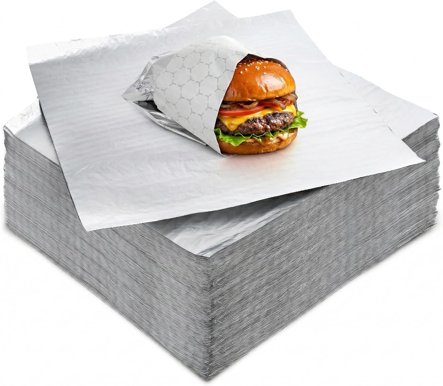 200 Pack Insulated Foil Sandwich Wrap Sheets, 12"x12" Pre-Cut Burger Wrapping Paper, Heat and Cold Insulation Aluminum Wrappers for Hot Dogs, Burritos, BBQ, Lock in Freshness 