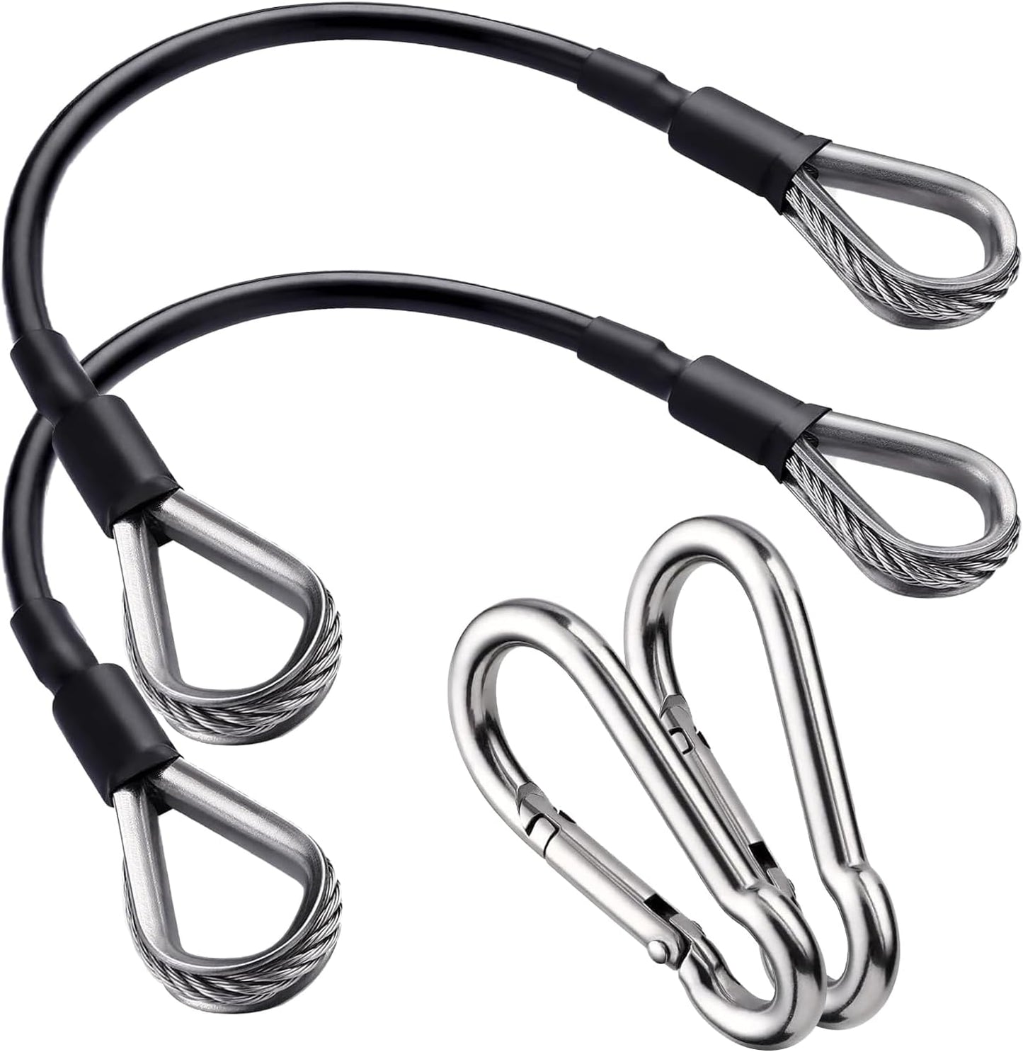 2PCS Gym Cable Extension,Replacement Machine Accessories,Cable Pulley Attachments for -Thick 5mm(0.2inch) Heavy Duty Steel Wire Rope Home Cable, Leg Extensions  10 inch (2PCS)