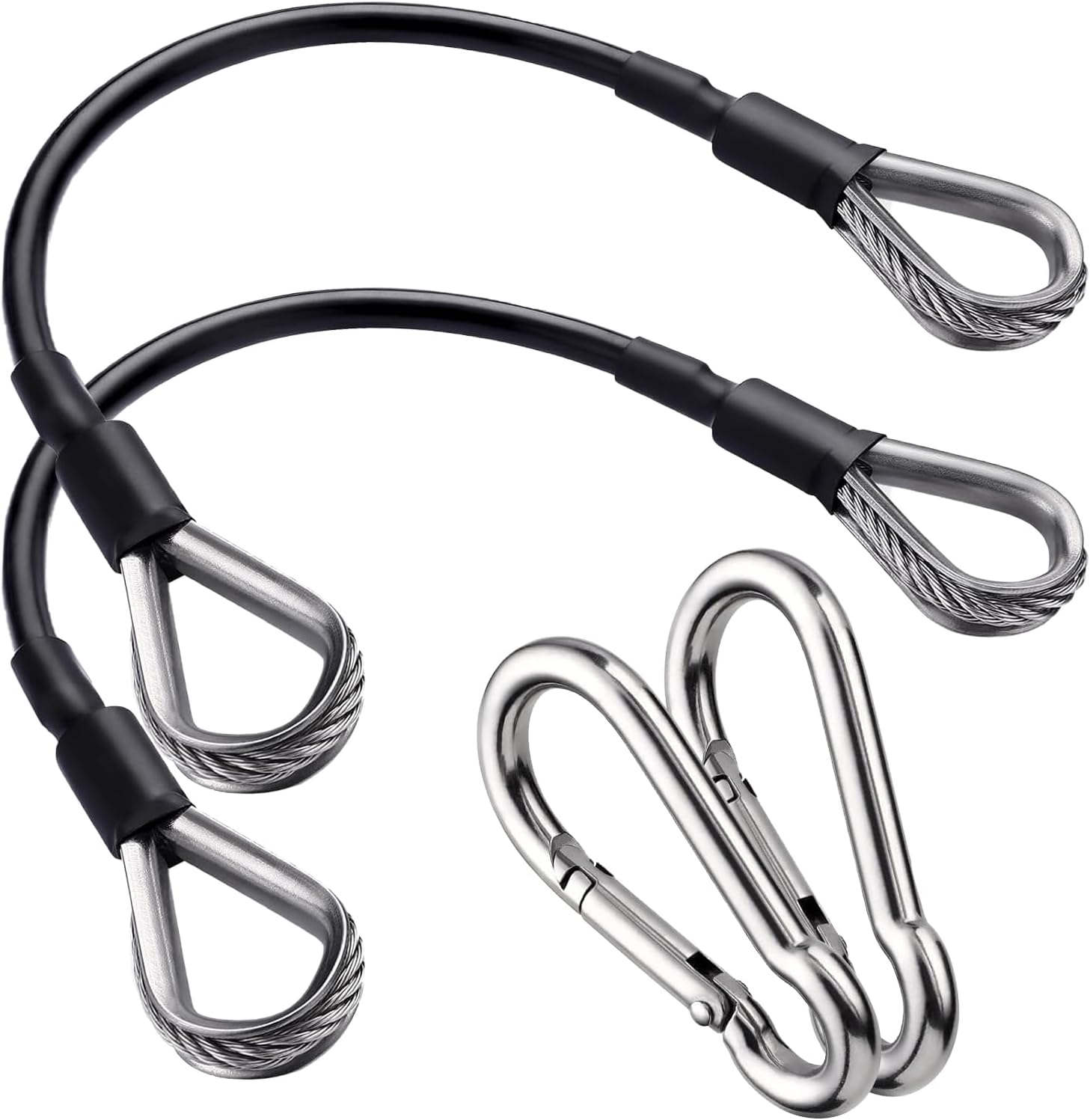 2PCS Gym Cable Extension,Replacement Machine Accessories,Cable Pulley Attachments for -Thick 5mm(0.2inch) Heavy Duty Steel Wire Rope Home Cable, Leg Extensions  10 inch (2PCS)
