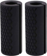 Thick Dumbbell & Barbell Grips for Weightlifting - High-Density Silicone Rubber, Non-Slip Gym Muscle Growth, Hand Stress Relief, Arm Blaster Adapter (1 Pair) Black 