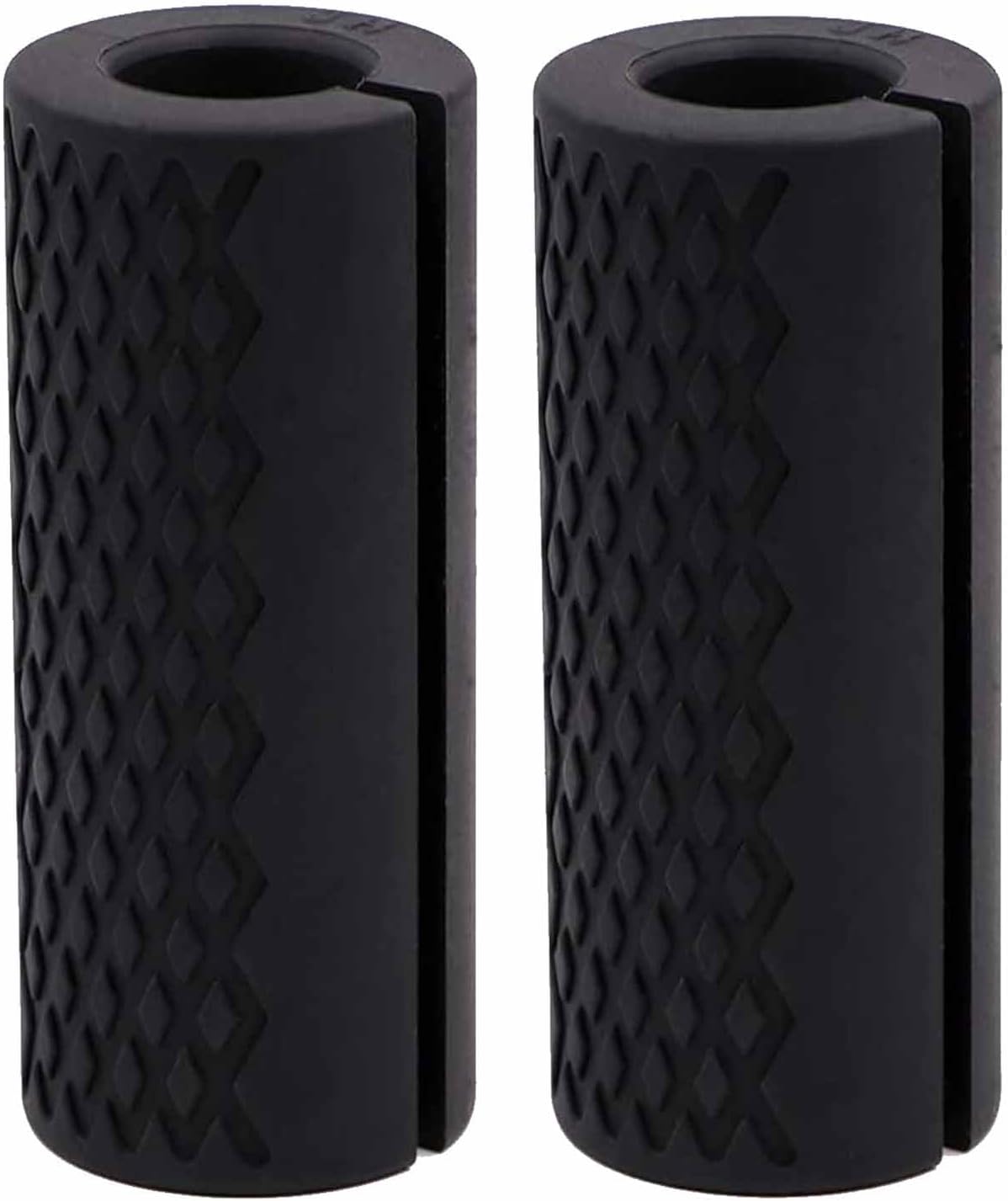 Thick Dumbbell & Barbell Grips for Weightlifting - High-Density Silicone Rubber, Non-Slip Gym Muscle Growth, Hand Stress Relief, Arm Blaster Adapter (1 Pair) Black 