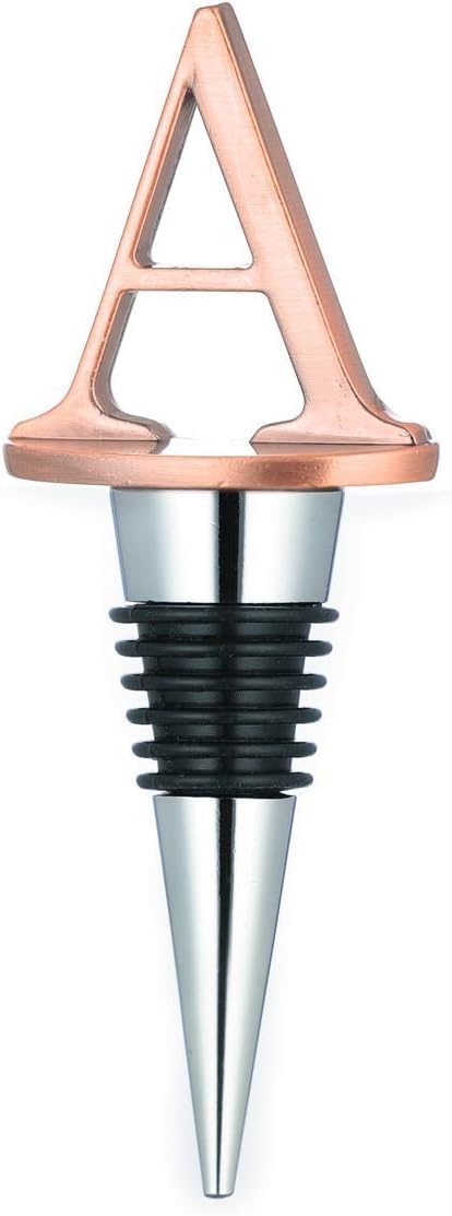Wine Stoppers,Reusable Bottle Stoppers,Stainless Steel Letter Stopper, Food Grade Silicone Material Decorative Stoppers Funny Gift -Bronze Color (2025 Letters A) 2025 A 