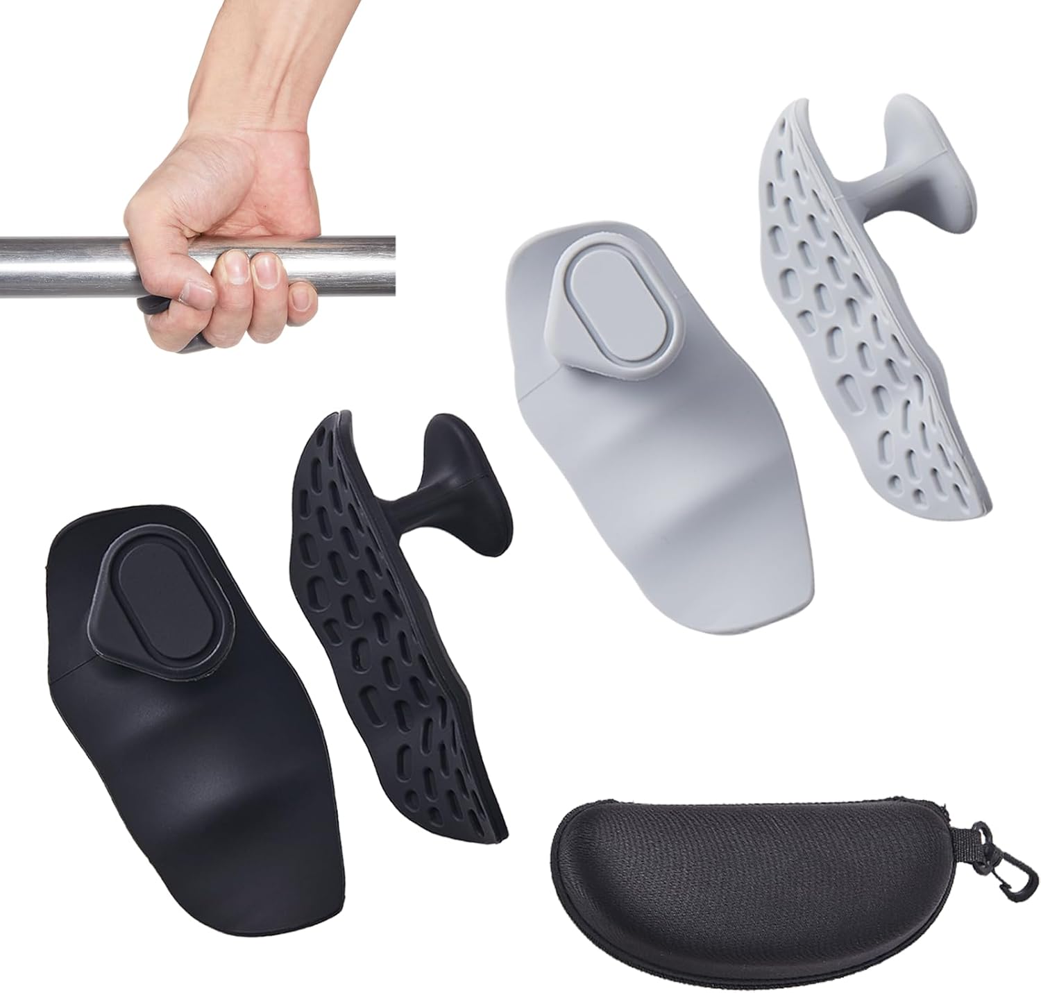 Anti-Slip Workout Rubber Weight Grips, Ergonomic Hand Protector Gloves for Lifting Palm Protection, Gym Grips Pull-Ups Training and Exercise Men Women, 2 Pairs 