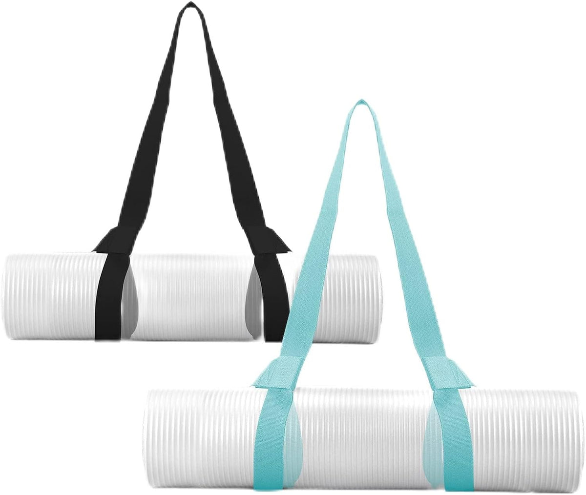 2 Packs Yoga Mat Strap for Carrying, Carrier, Adjustable Sling Exercise Black + Turquoise 