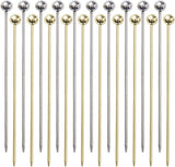 20 PCS Stainless Steel Cocktail Toothpicks, Picks for Drinks, Reusable Skewers Metal Tooth Appetizers (4.3 Inch) 