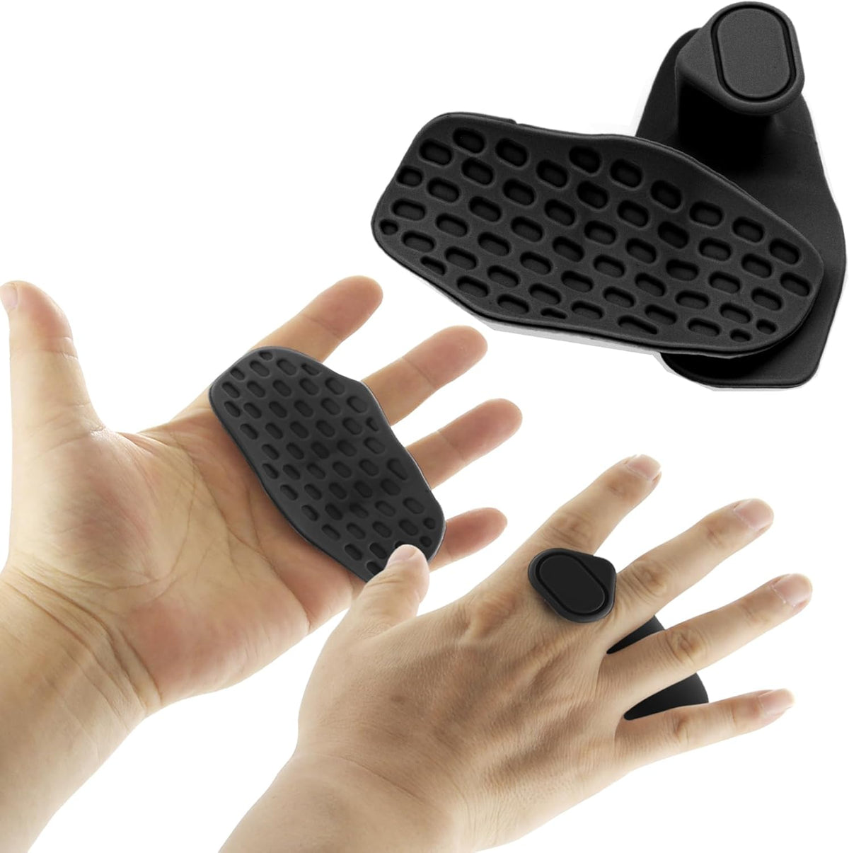Weight Lifting Grips - Rubber Anti-Slip Workout Grips, Ergonomics Hand Protector Gloves for Gym Training and Exercise, Dumbbell, Bar Pad, Pull Up Men Women, No Sweaty (Black) 