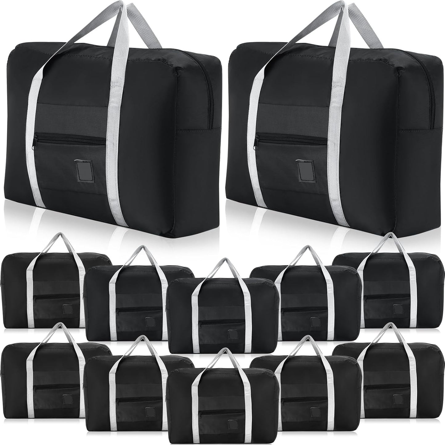 12 Pcs Foldable Travel Bags Bulk Duffel Waterproof Lightweight Carry on for Sports Gym Weekender Outing Overnight(Black) Black 