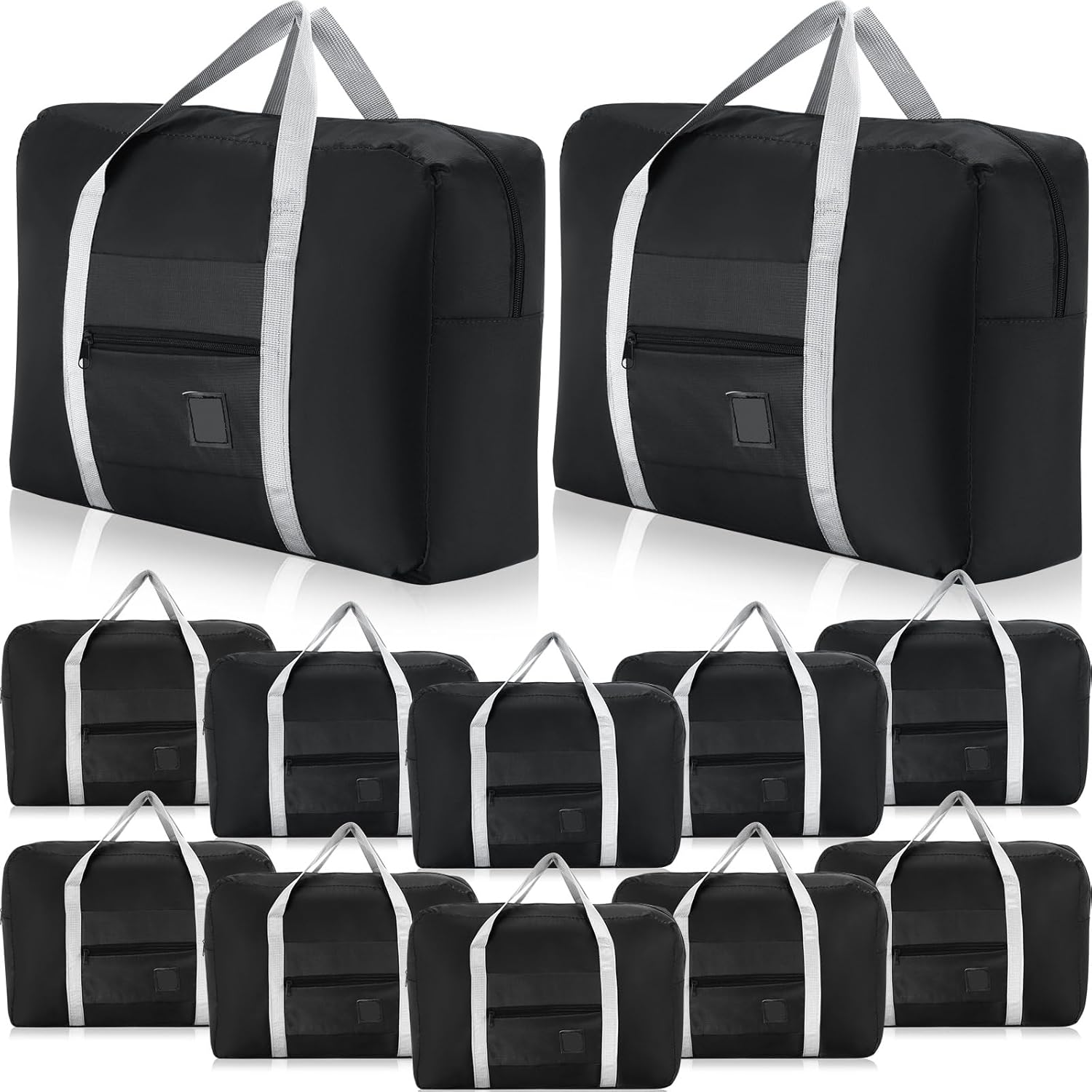 12 Pcs Foldable Travel Bags Bulk Duffel Waterproof Lightweight Carry on for Sports Gym Weekender Outing Overnight(Black) Black 