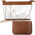 2 Pcs Clear Crossbody Bag for Women Stadium Approved Set Purse Handbags and Small Storage Pouch Brown 