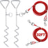 2 Set Dog Tie Out Cable and Stake - 30ft Leash Chain, 16" Spiral for Outside Yard Medium to Large Dogs up 125 Lbs (Red) Red 