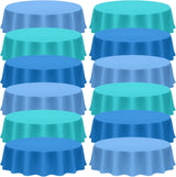 12 Pcs Ocean Theme Round Tablecloth,disposable Assorted Blue Tablecloth, Plastic Light Table Covers for Under the Sea Beach Surf Pool Party Birthday Decoration, 84" Inch 