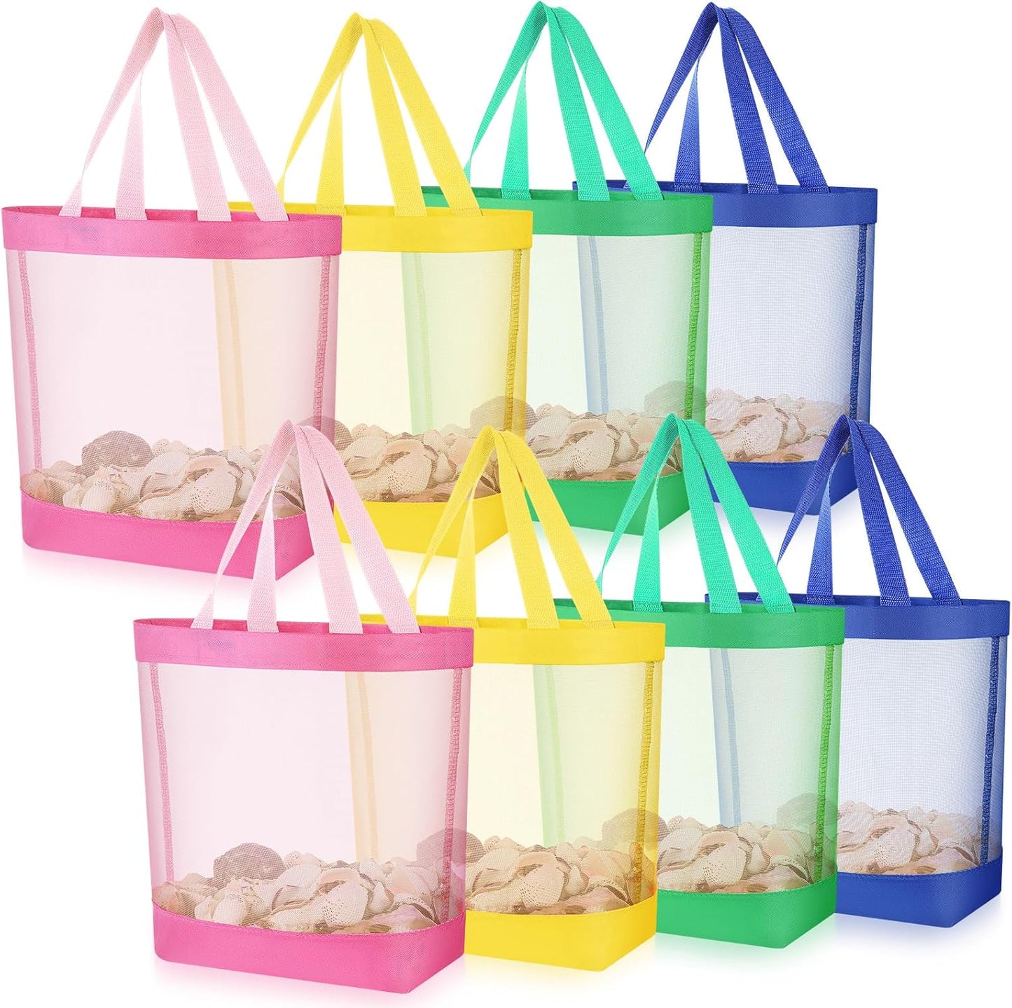 11 x 12.9 Inche Mesh Beach Tote Bags Mini Pool Reusable Colorful Polyester for Travel Party Swim Toys 