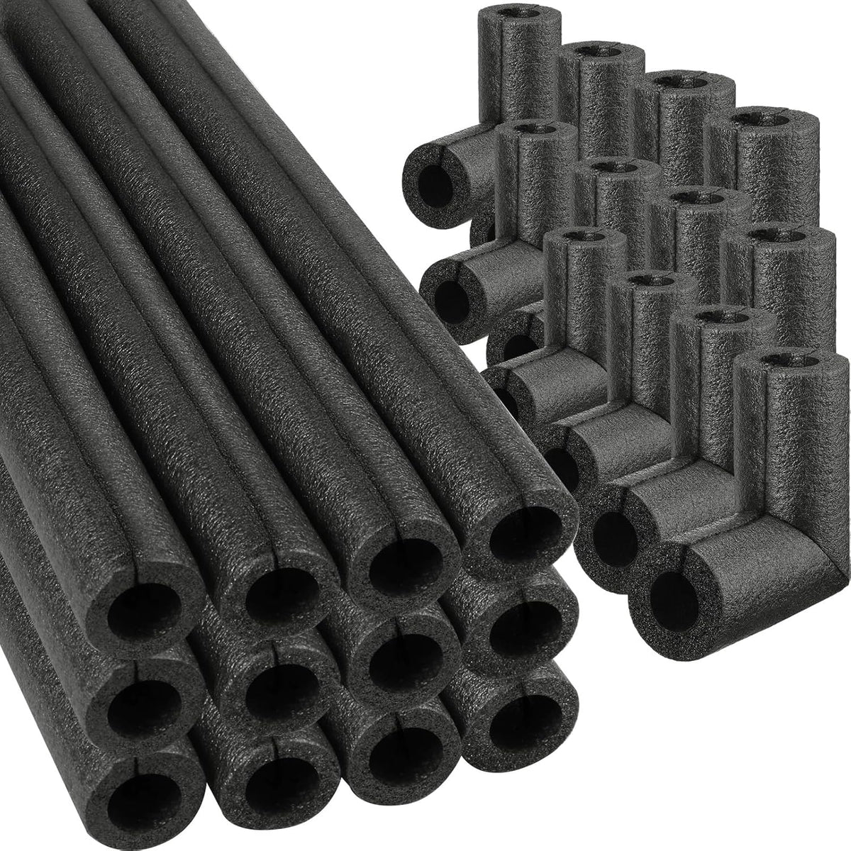 8 Pack Elbow Pipe Insulation Foam Tube Outdoor Wrap Black Covers Tubing Water for Winter Irrigation, Sprinkler (1/2 Inch) 