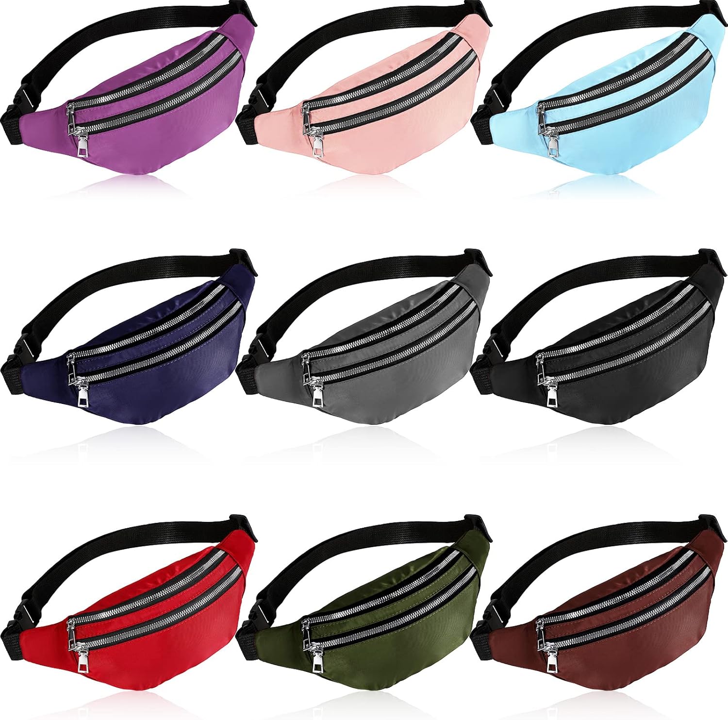 9 Pcs Fanny Pack Bulk for Women Men with Adjustable Strap Waterproof Waist Packs Travel Hiking Cycling Running Outdoor Sports (Colorful,Cute Style) Colorful 
