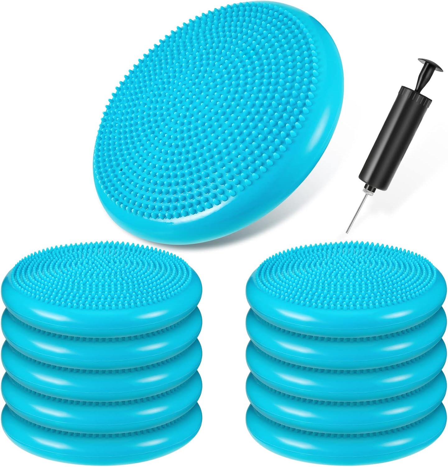 10 Pcs Wobble Cushion Wiggle Seat for Sensory Kid Flexible Seating Promotes Active Learning Improves Student Productivity Stability Inflated Balance Disc Pad with Air Pump Classroom Mint Green 