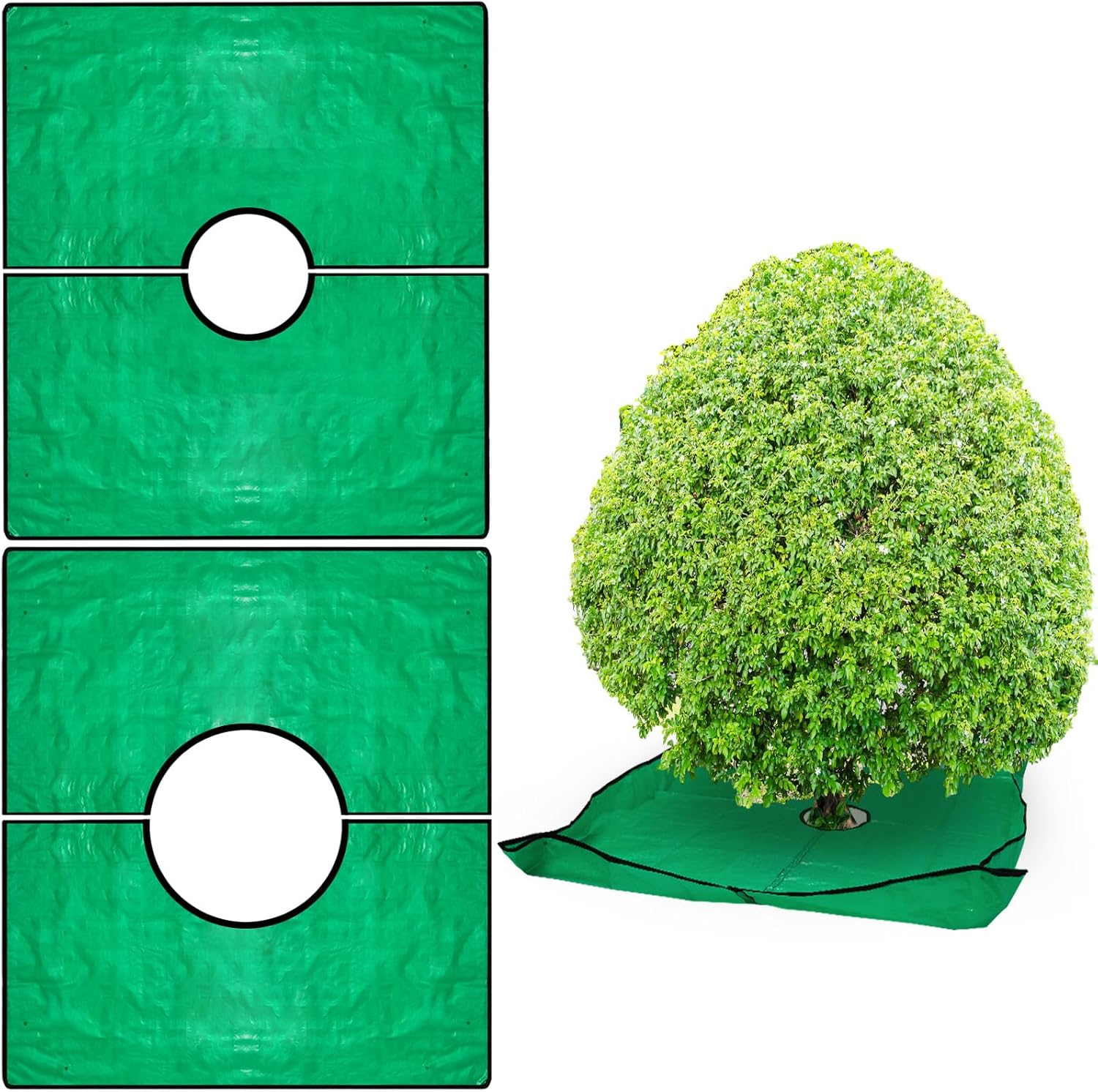 2 Set Landscape Pruning Tarp 78.7"x78.7" Waterproof Bush Trimming with Hole Shrub Catcher Four Corner Buckles for Leaf Collection Garden Tree Accessories 
