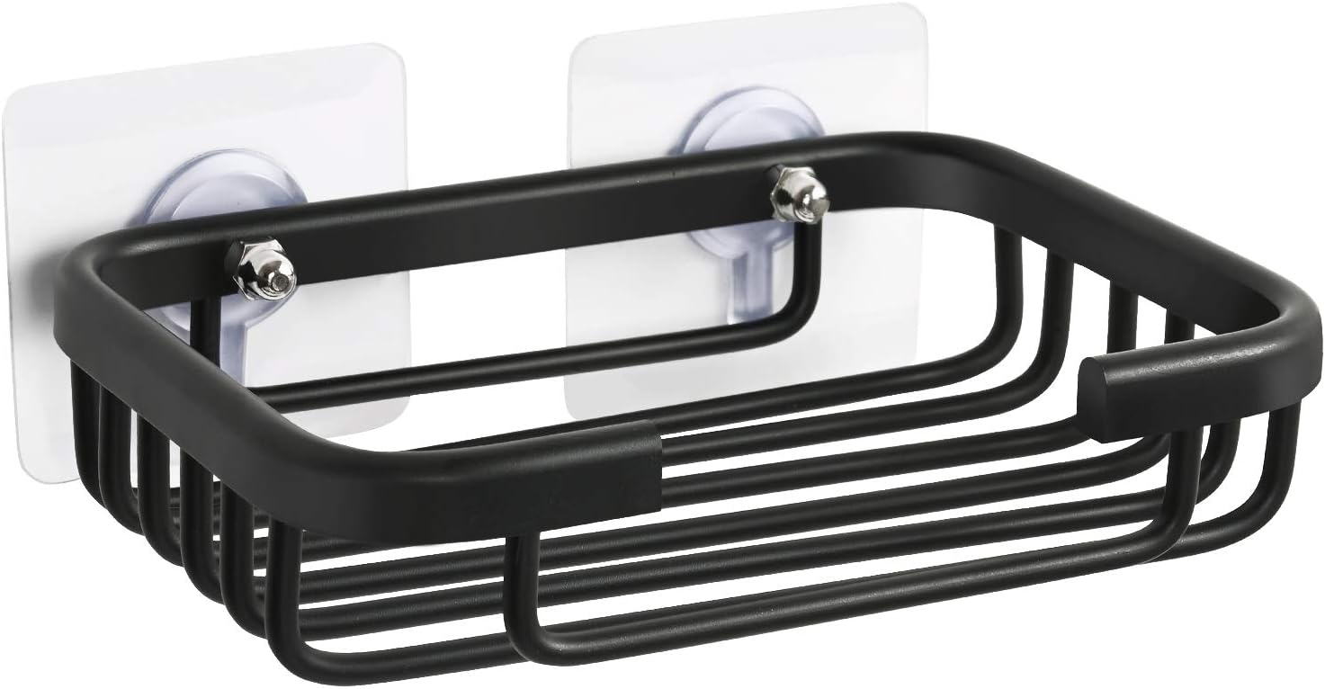 Soap Dish,Premium Dish for Shower, Space Aluminum Wall Mounted Bar Holder Bathroom Shower Kitchen Wall, Drilling Installation or Directly Paste Black 5׳.5ױinch 