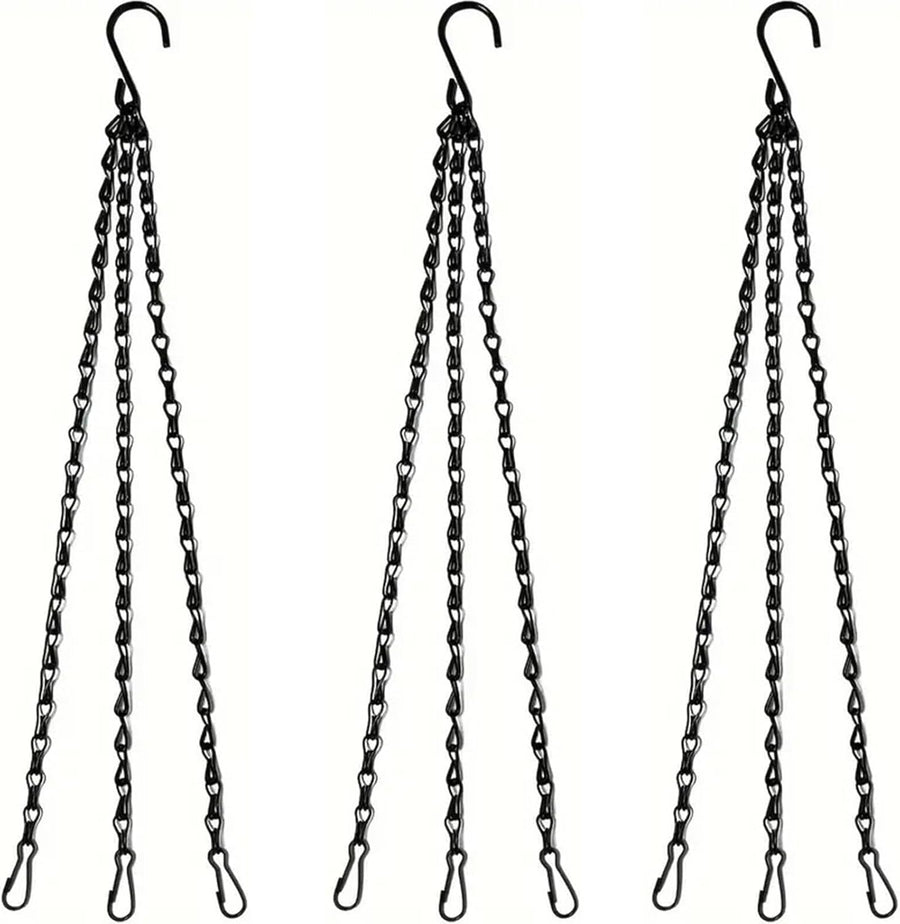 Hanging Basket Chain, 3 Sets Plant Hanger Metal Chains with Clips for Flower Pots, Planters, Bird Cage, Lanterns(Black) (Clips) 