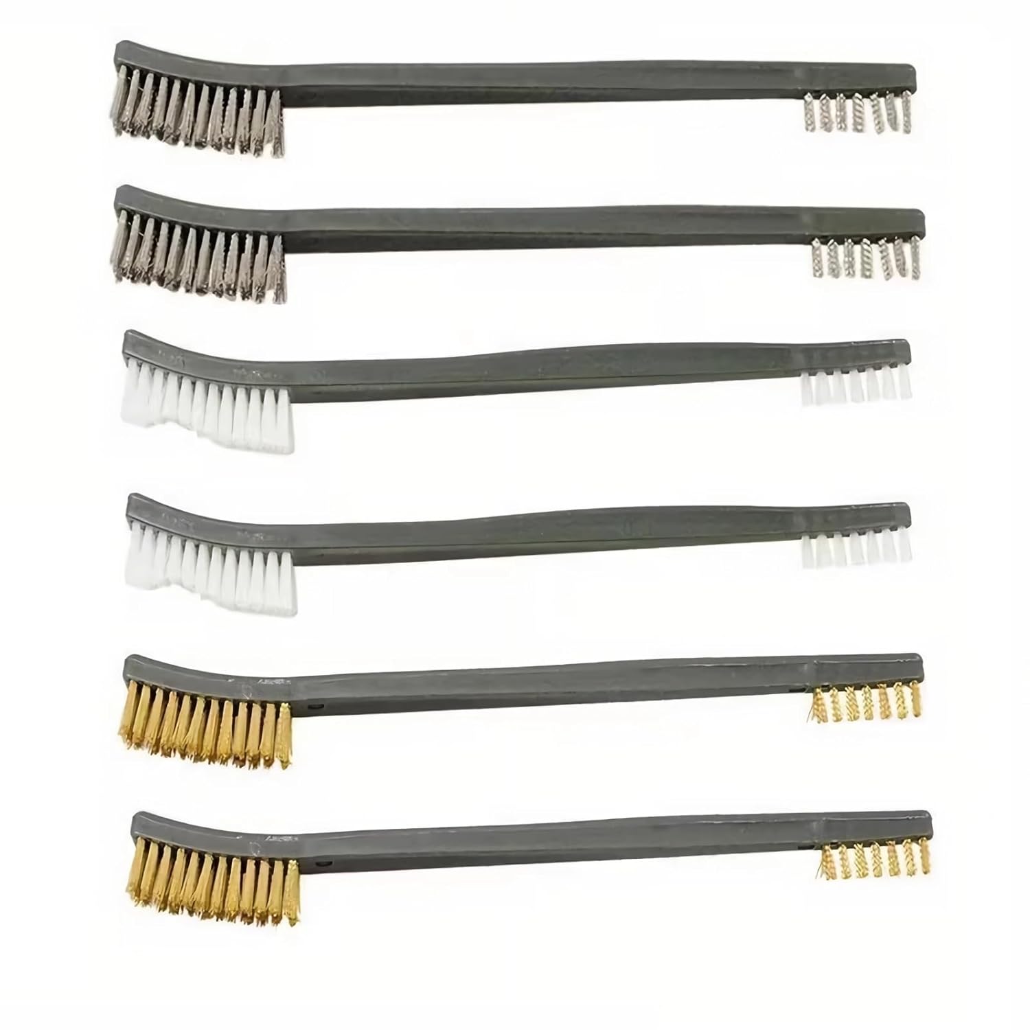 6Pc Mini Wire Brush Set, Steel Brass Nylon Cleaning Polishing Metal Rust Tools, Suitable for Paint Dirt 