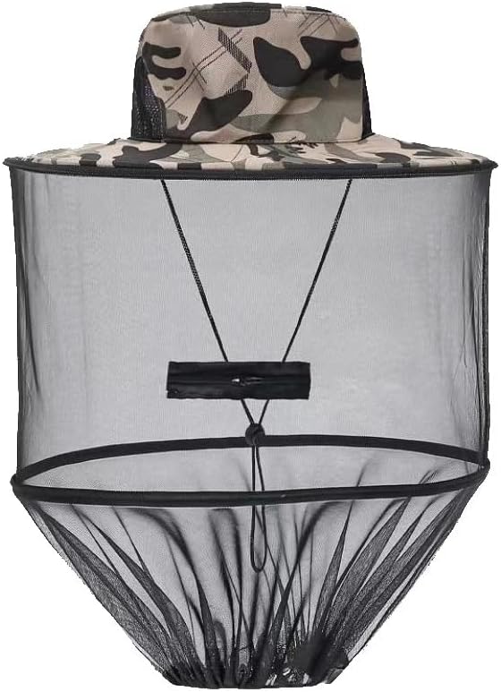 1Pack Anti-Mosquito Mesh Fishing Cap, Mosquito Head Net Hat with Removable Hidden Netting，for Outdoor Hiking Gardening Beekeeping 