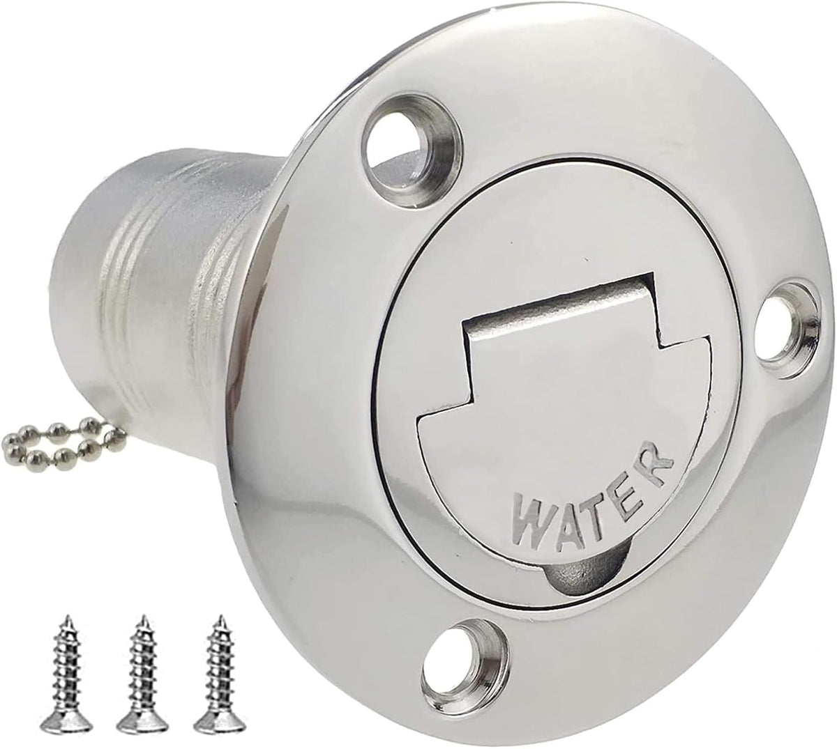 1-1/2"(38mm) Boat Gas/Fuel/Diesel/Water/Waste Deck Fill/Filler with Keyless Cap 1-1/2" Marine Mirror- Polished 316 Stainless Steel Hardware for Yacht Caravan WATER 