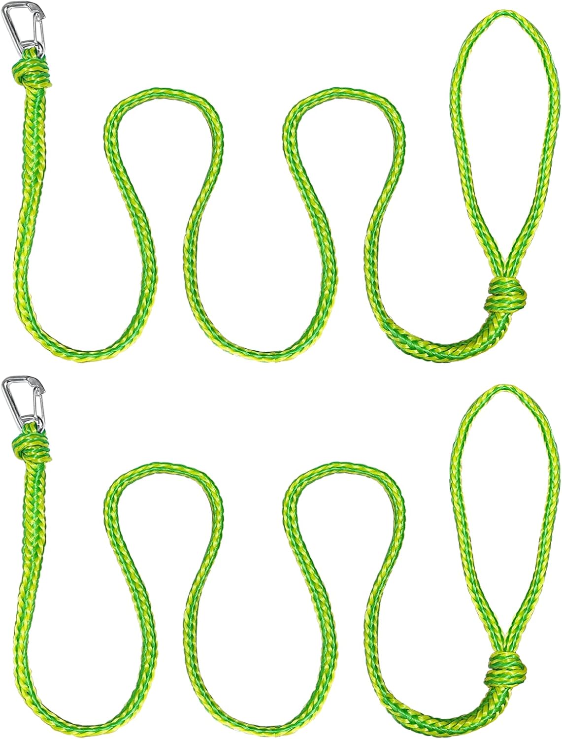 Kayak Tow Rope with Clip Dock Lines Heavy Duty Braided Line Ideal for Jet ski,watercraft Boat, Kayaking, Marine Sets of Two Ropes 1/2 Inch Diameter x 7ft Lengths Green 