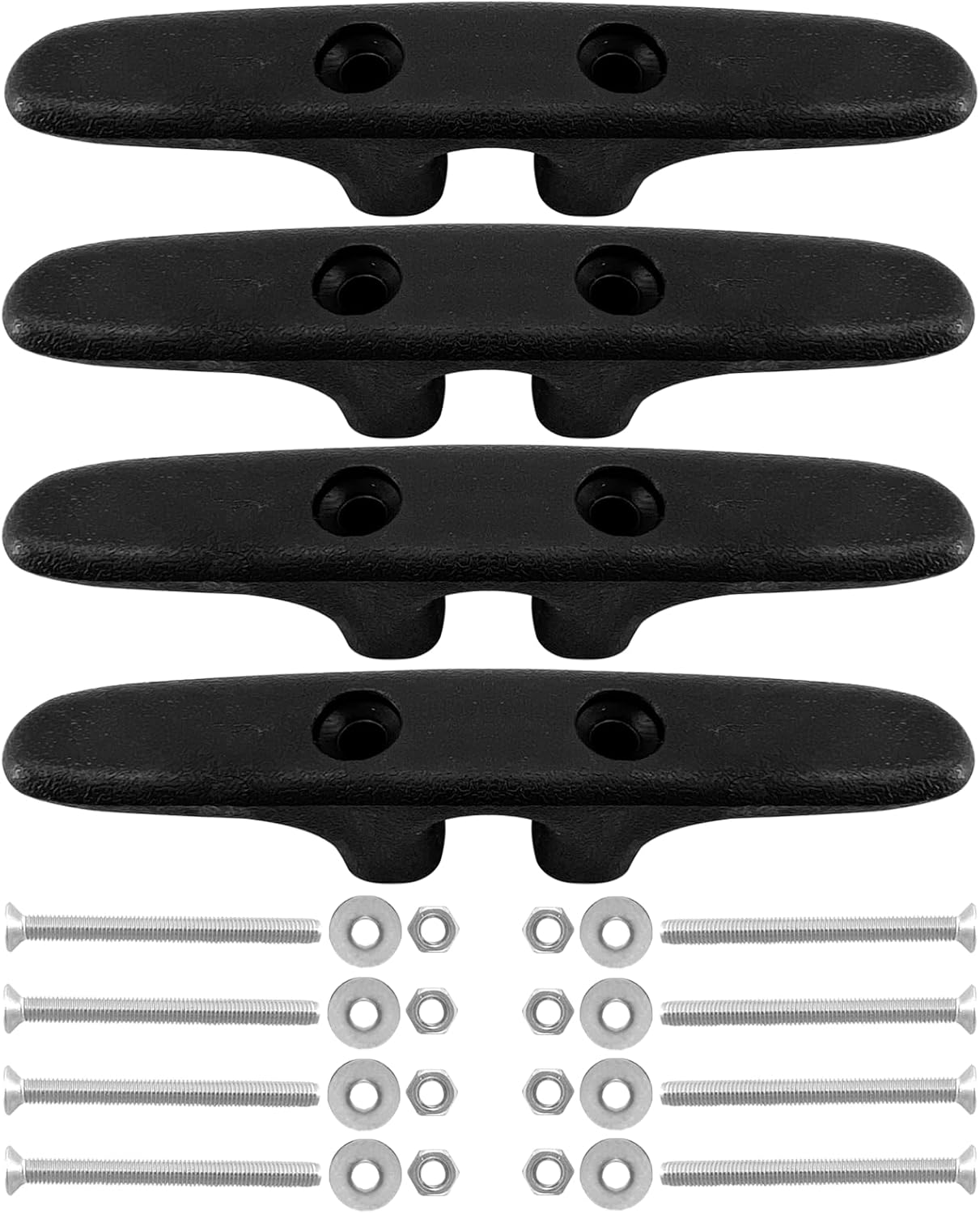 MARINRE 4 PCS Marine Black Nylon Cleat Open Base 4-1/2 in Heavy-Duty Boat Deck and Anchor Line w/Finish 