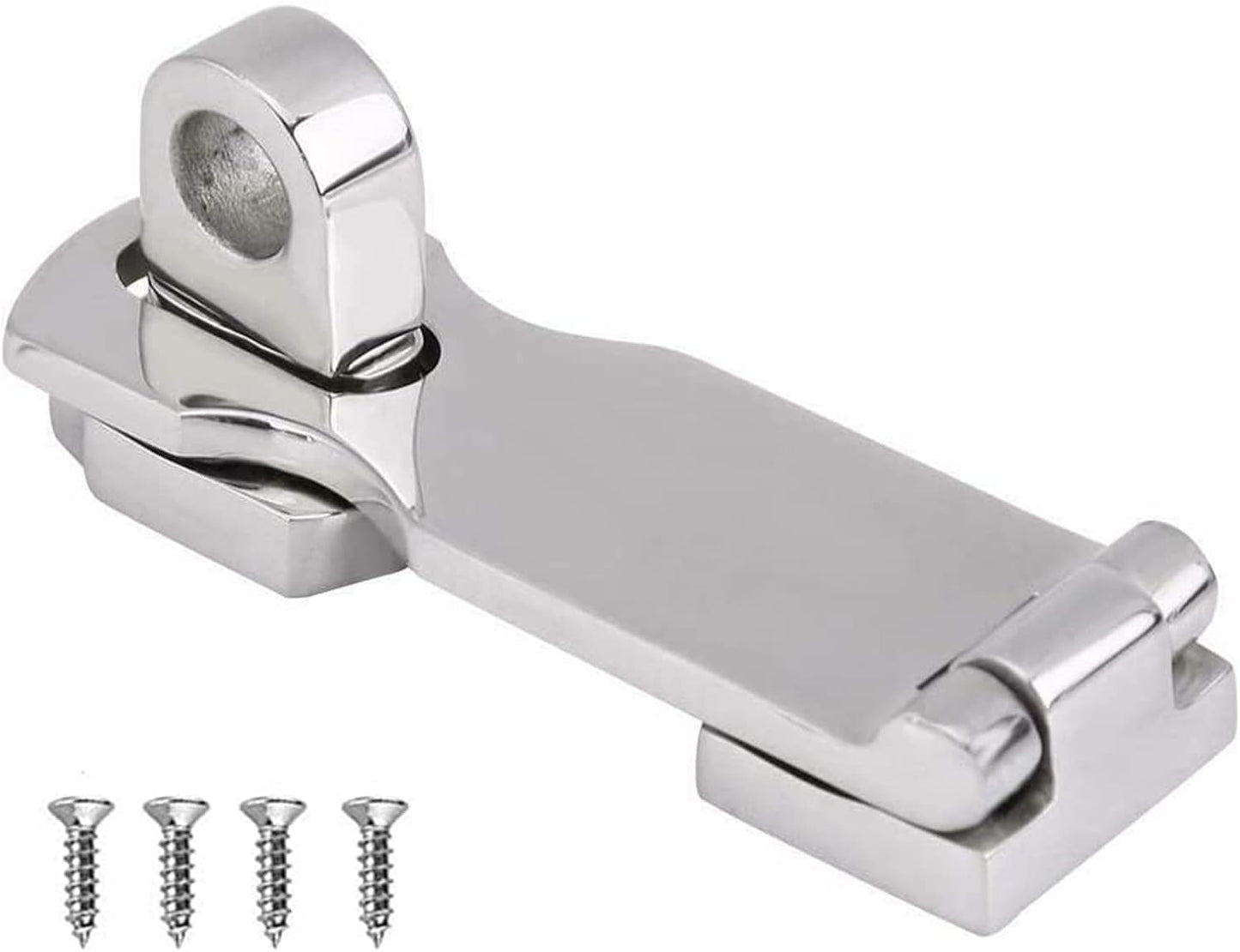 Grade Stainless Steel 3" Heavy Duty Door Hasp with Turning Padlock Eye Mount Screws 