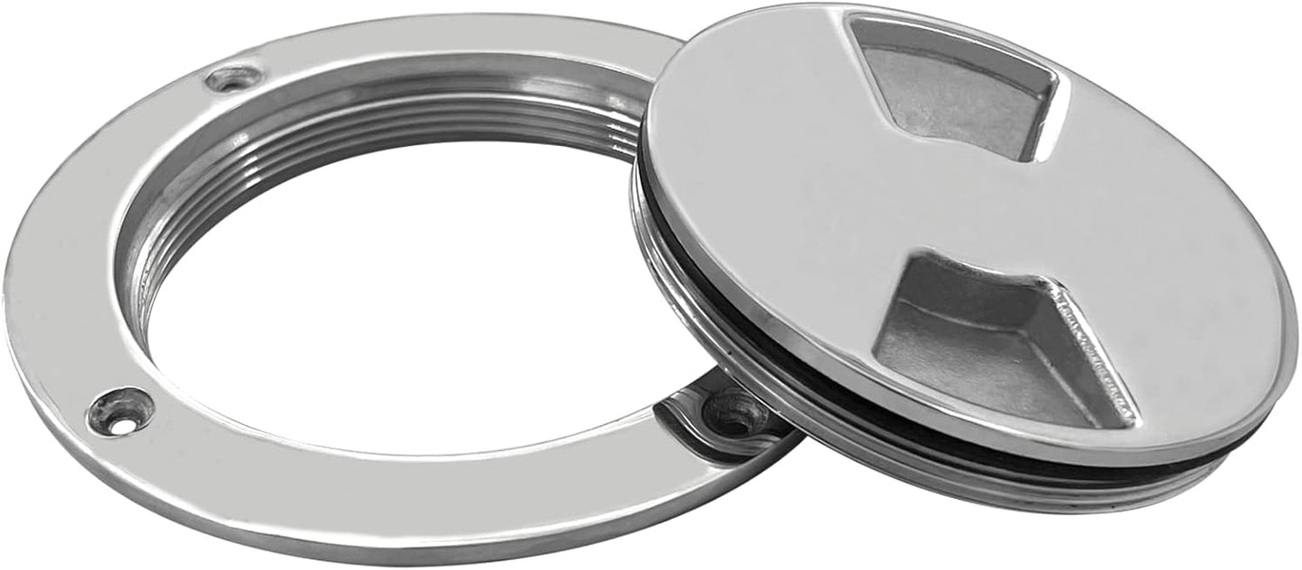 4 inch Hatch 316 Stainless Steel Round Non Slip Inspection Deck Plate with Detachable Cover for Marine Boat Yacht 