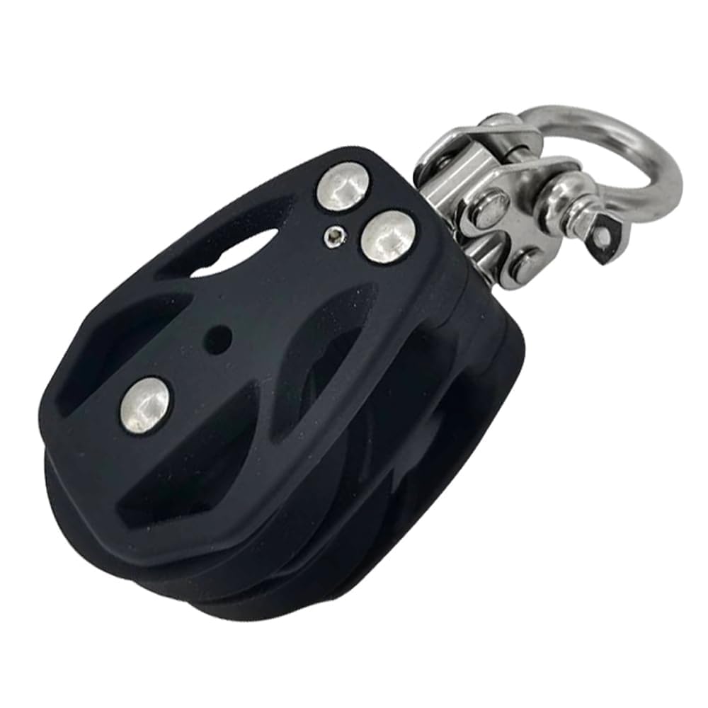 Double Pulley Block Stainless Steel Nylon Marine Rope Runner Kayak Bearing Wire Lifting Swivel Hook 